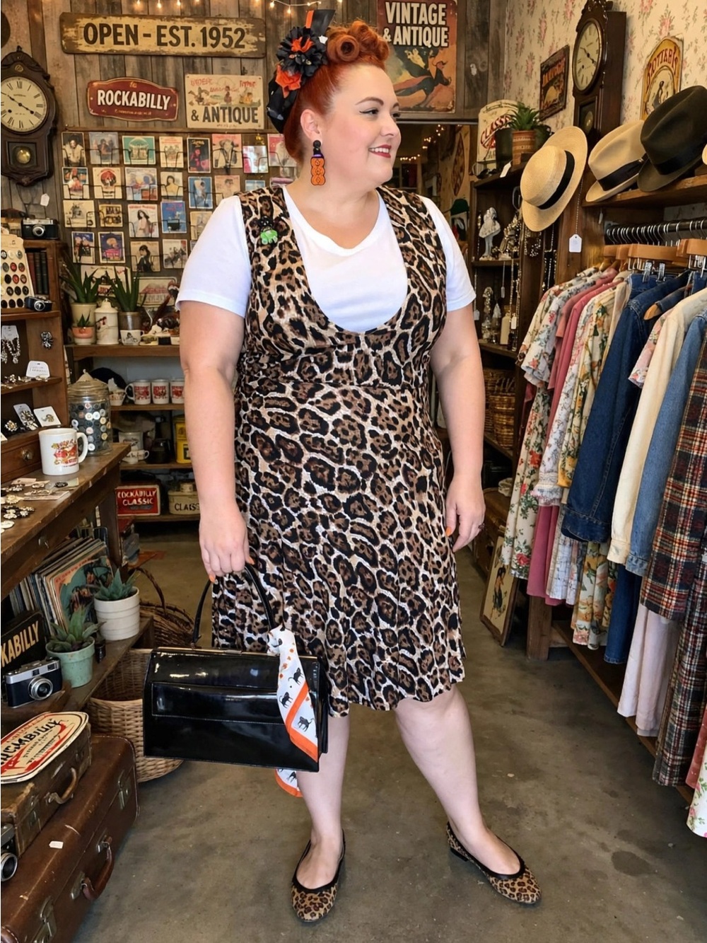 Cheetah, 1950s reproduction, pin up style, pinafore dress, XXL
